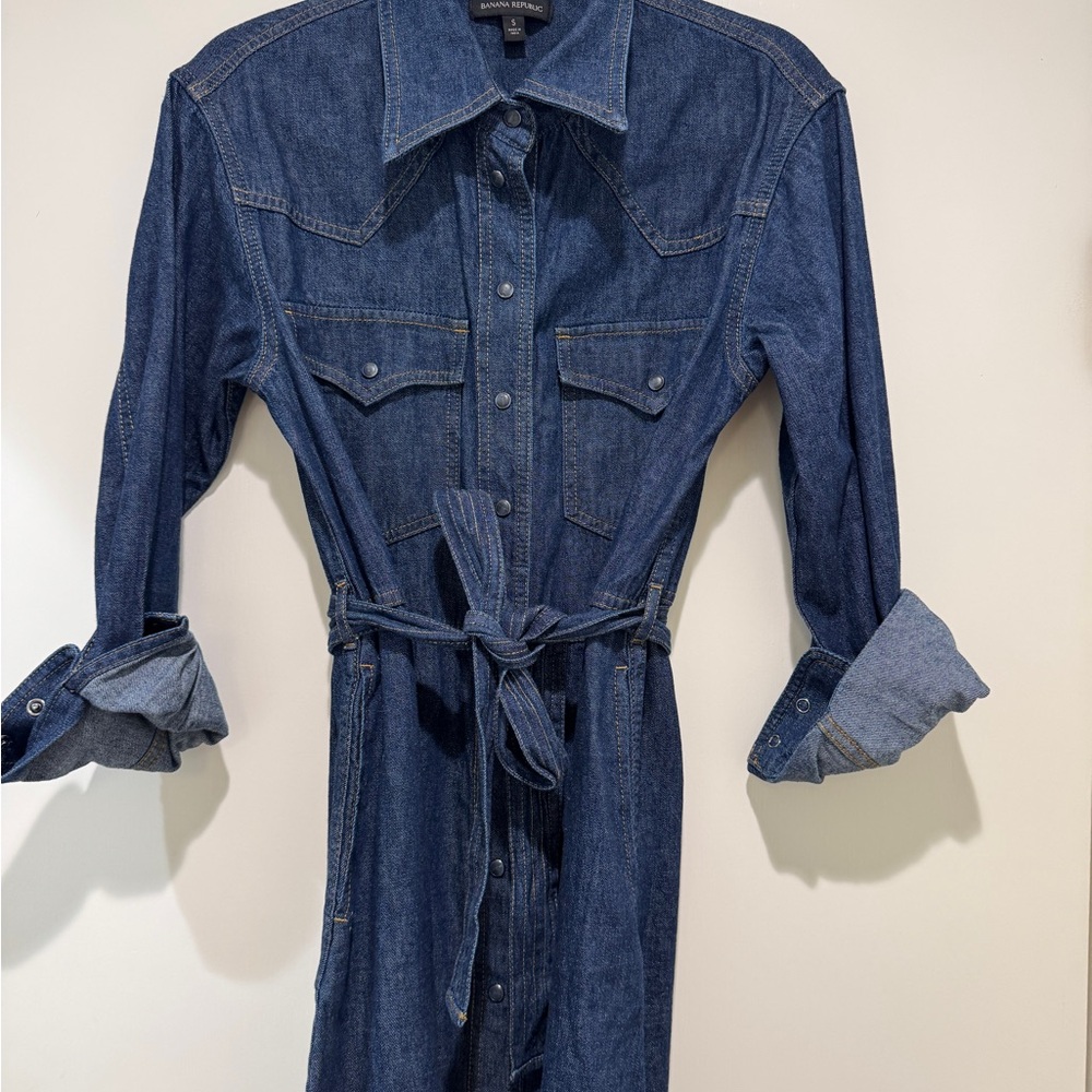Banana Republic Blue Denim Maxi Dress